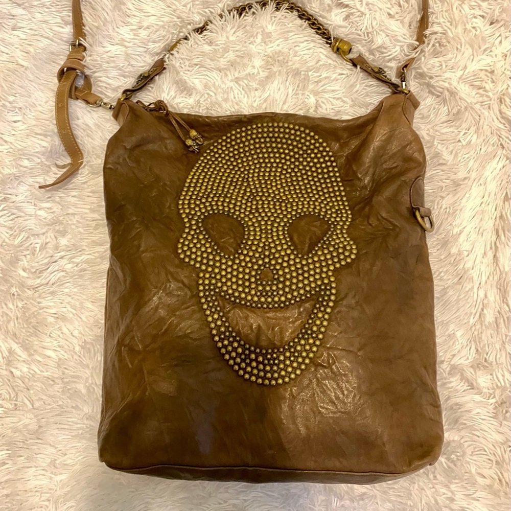 Thomas Wylde leather shoulder bag skull